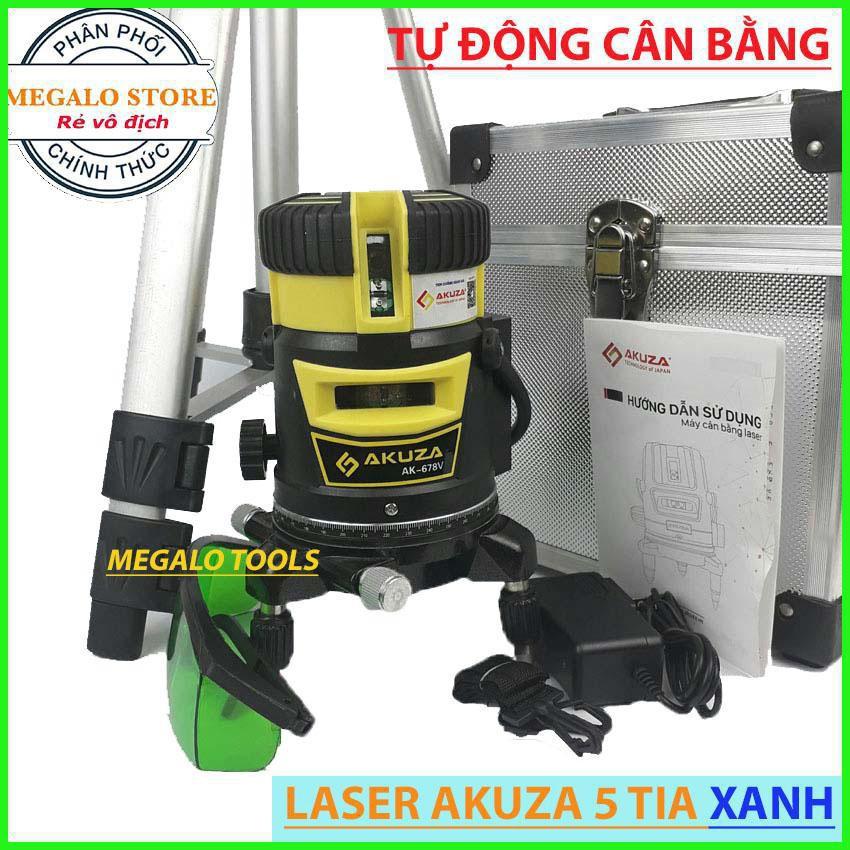 Máy Cân Mực Laser Bắn Cốt AKUZA 5 Tia Xanh Loại Pin Dày Model 2019