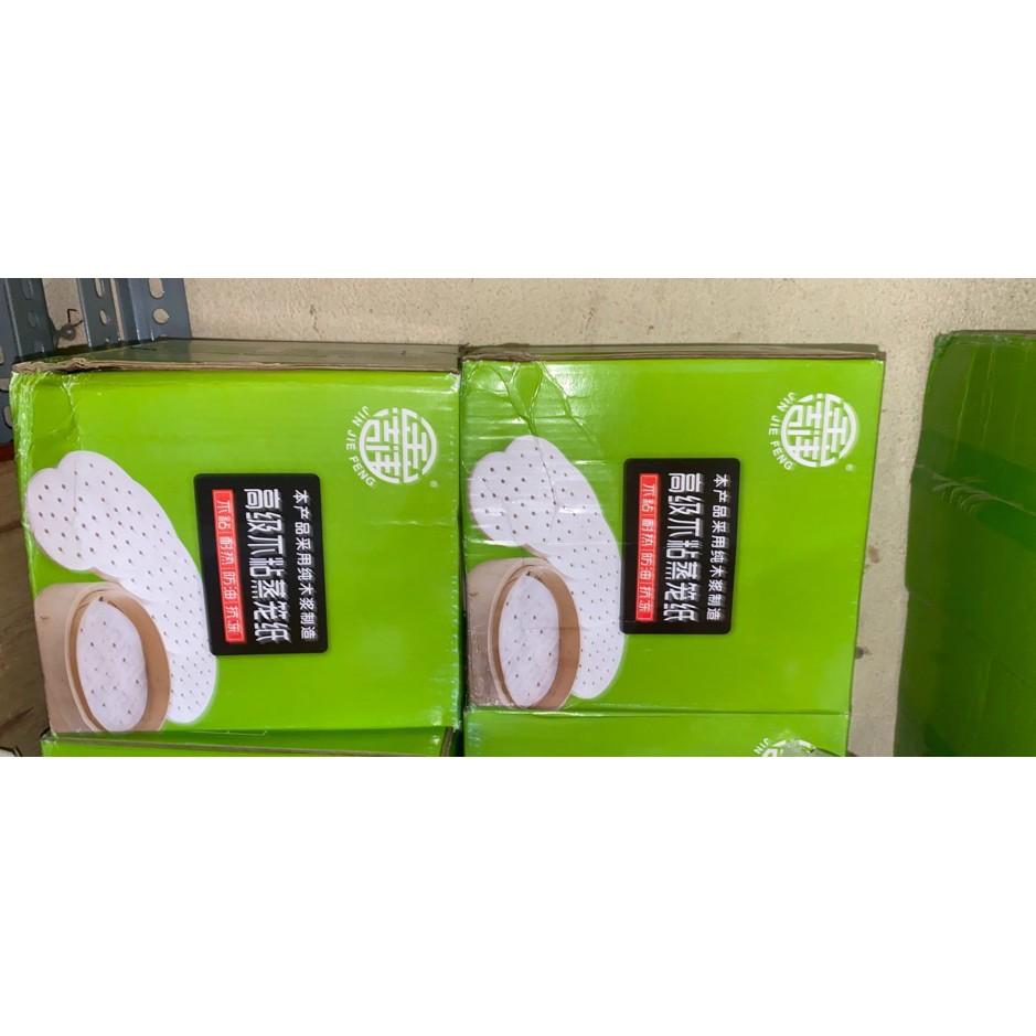 Tập 100 giấy nến tròn đục lỗ cắt sẵn lót nồi chiên không dầu Size 23cm