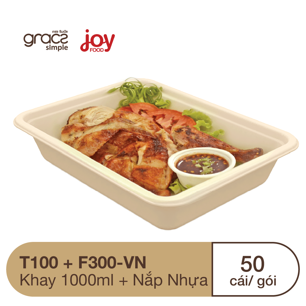 50 khay bã mía Thái Lan 1000ml/ Kèm Nắp Nhựa