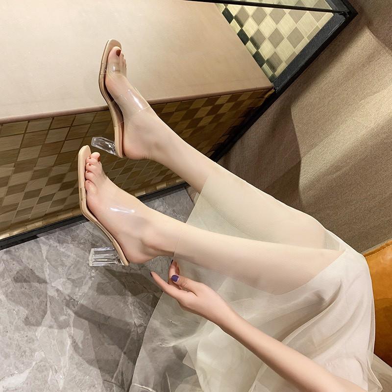 Guốc nữ 2 quai trong gót trong cao 7cm