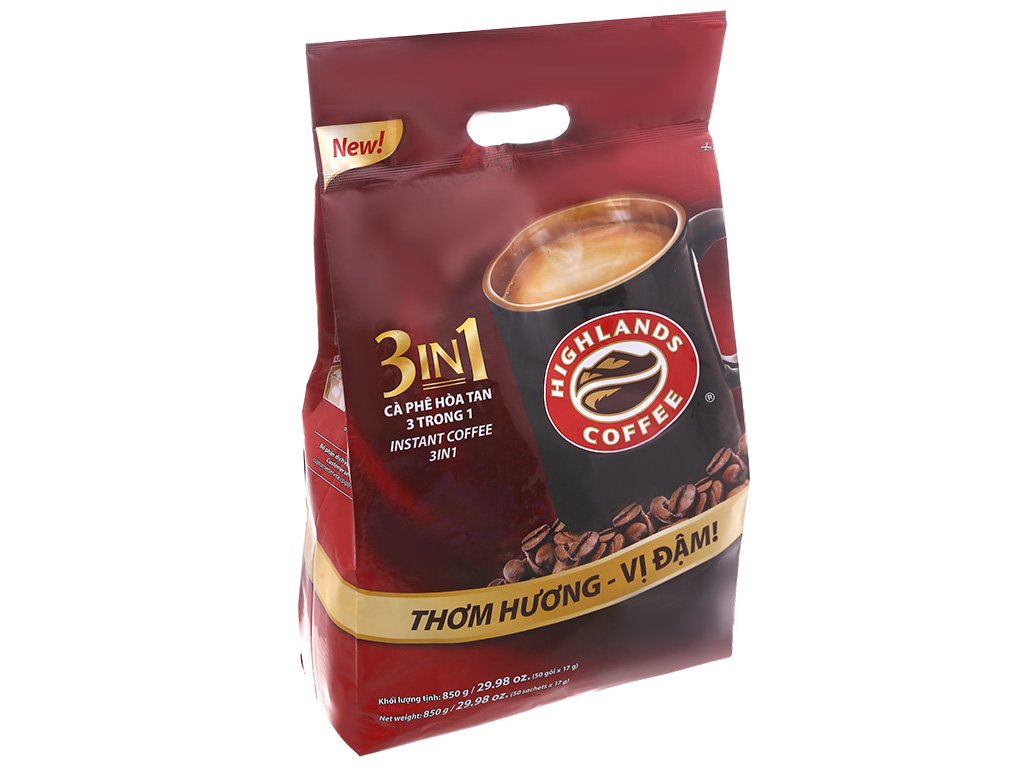 [Mua 4 túi giảm 5%] -Cà phê sữa hòa tan HIGHLANDS COFFEE –Túi 50 gói