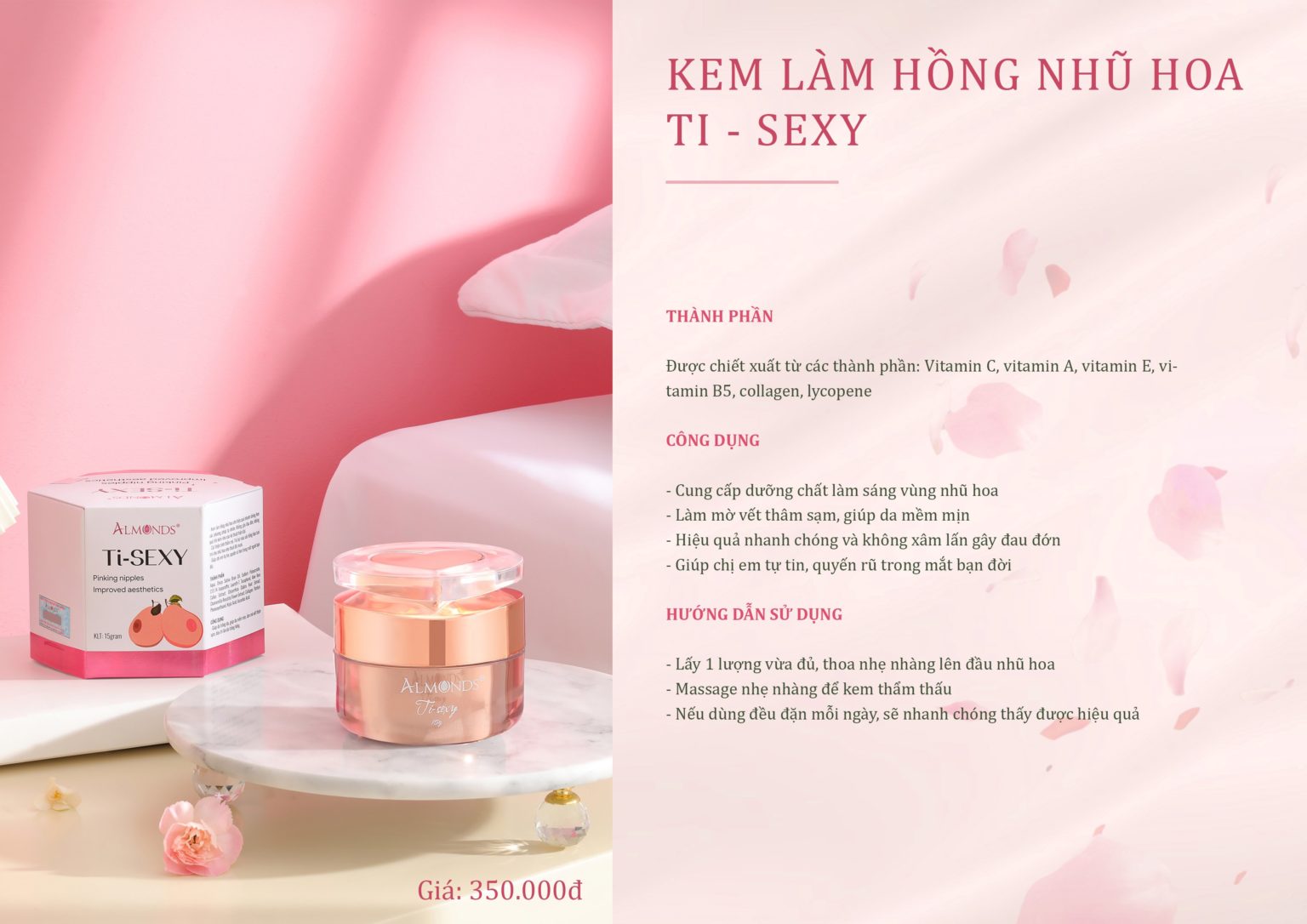 Kem làm hồng nhũ hoa Almonds TI-SEXY 15g