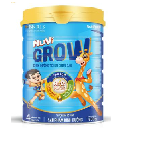 (Date t5/2024)Sữa bột Nuvi Grow 4 900g (từ 2-6 tuổi) giúp bé cao lớn, tăng cân