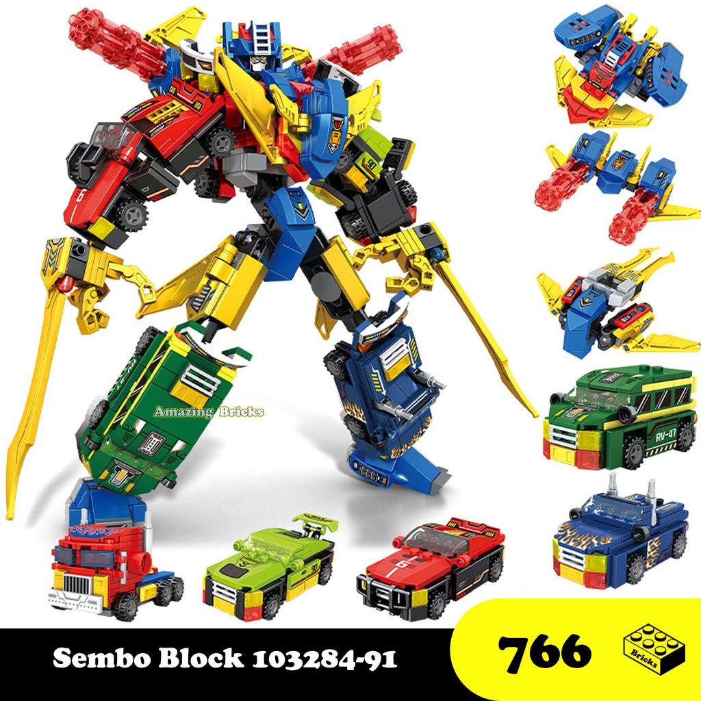 Đồ chơi lắp ráp Robot Xe Đua bộ 8 hộp, Sembo Block 103284-91 Xếp hình thông minh, Mô hình Robot siêu nhân