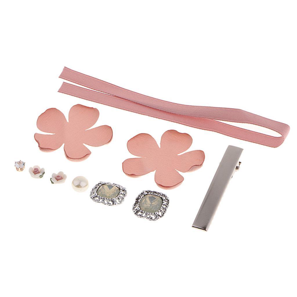 10pcs Crafts Hair Clip Cloth Flower Bead Ribbon for Hair Accessory Headwear