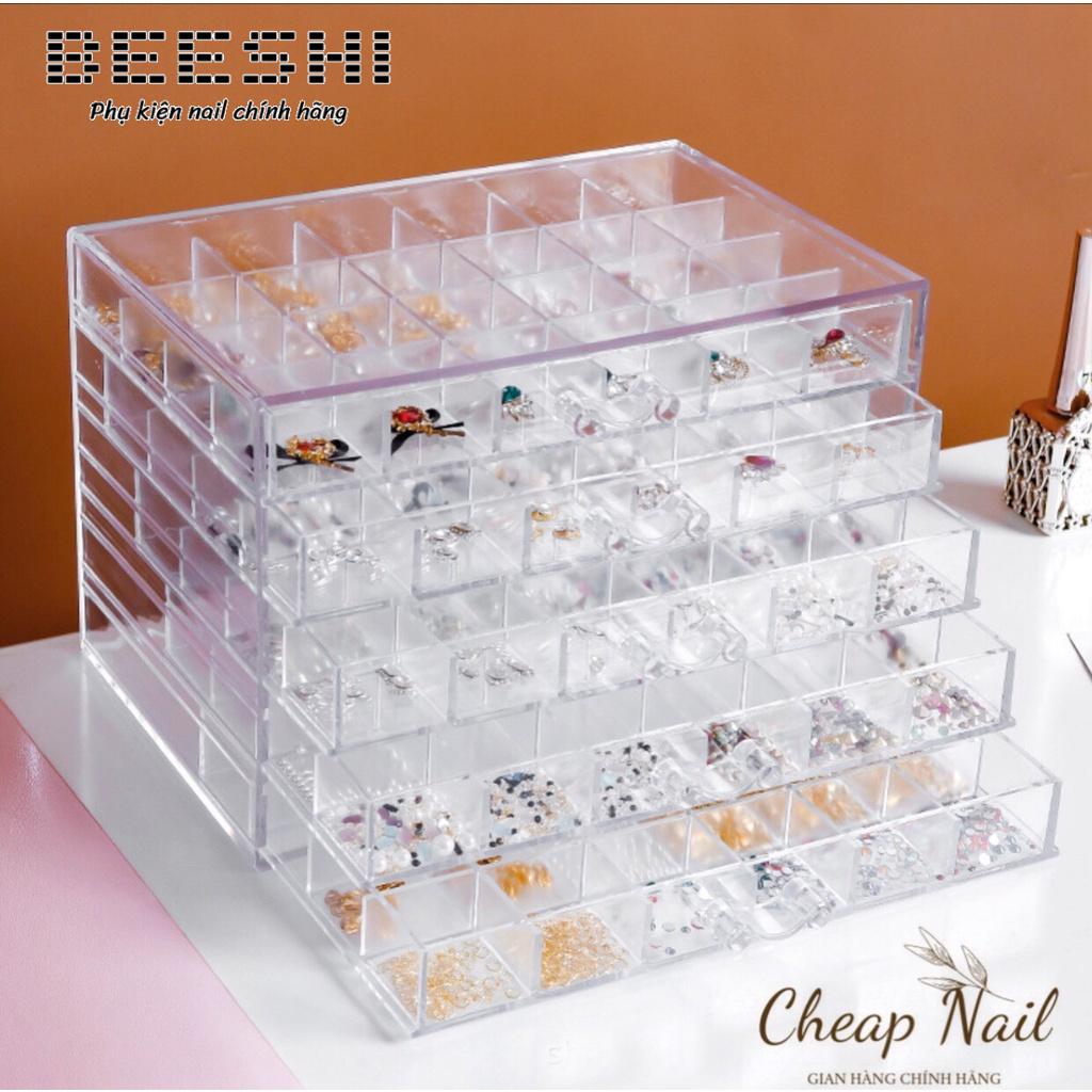 Khay đựng đá nail 5 tầng beeshi shop nail hộp đựng đá, đựng phụ kiện nail 120 ô