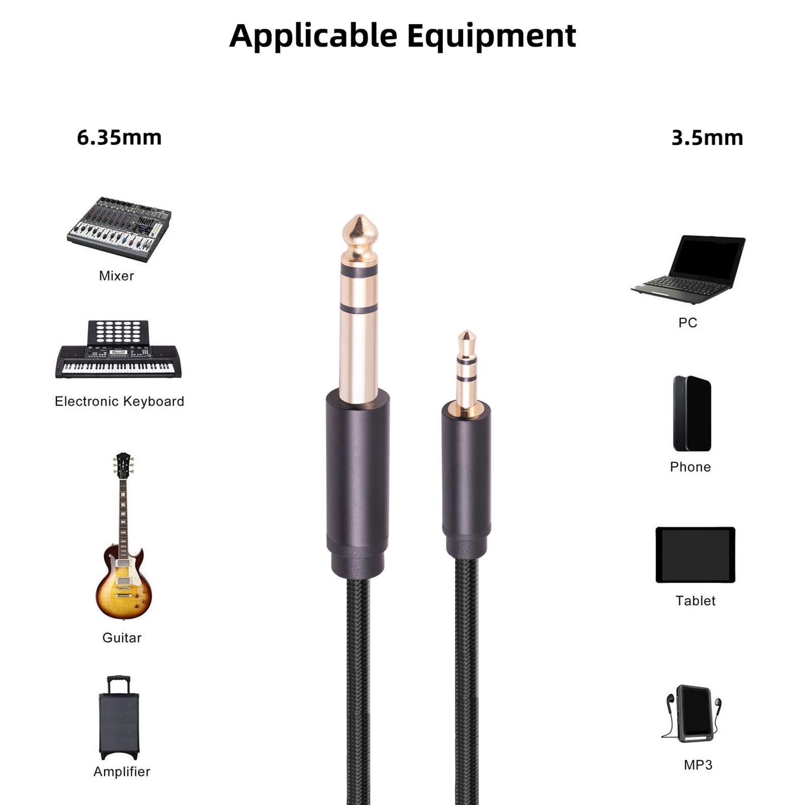 Audio Cable 3.55 to 6.35mm 1/8 inch to 1/4 inch for Mixing Desks Smart Phone Bass