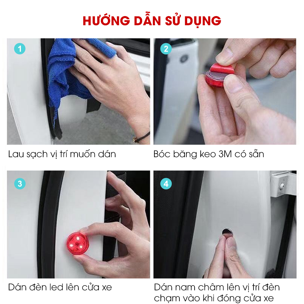 Đèn led cảnh báo mở cửa ô tô chống va chạm, gắn cửa xe TÂM LUÂN Chổi lau tẩm dầu - Hàng chính hãng