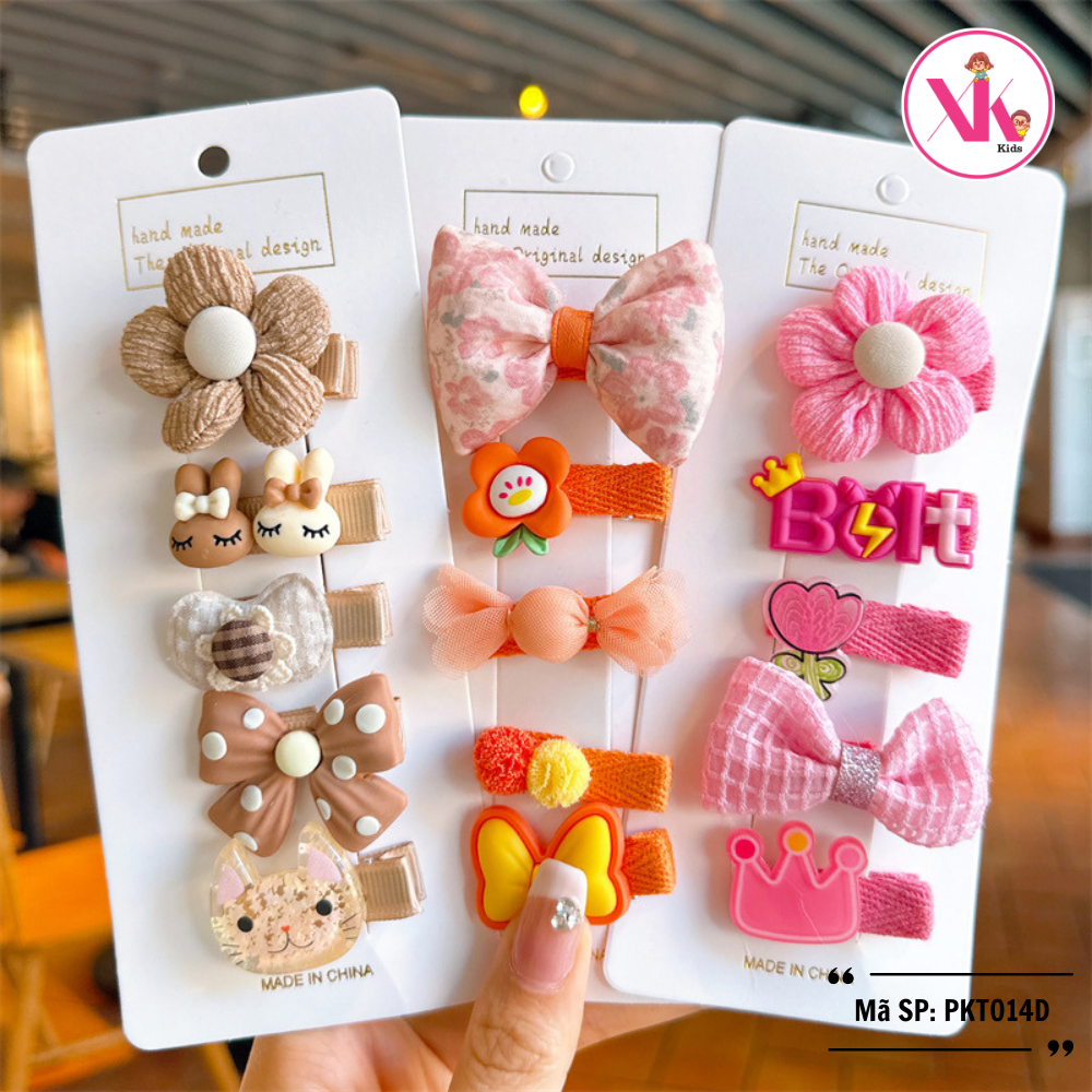 Set 5 kẹp tóc bé gái ngộ nghĩnh nhiều màu MIXI KIDS PKT014D