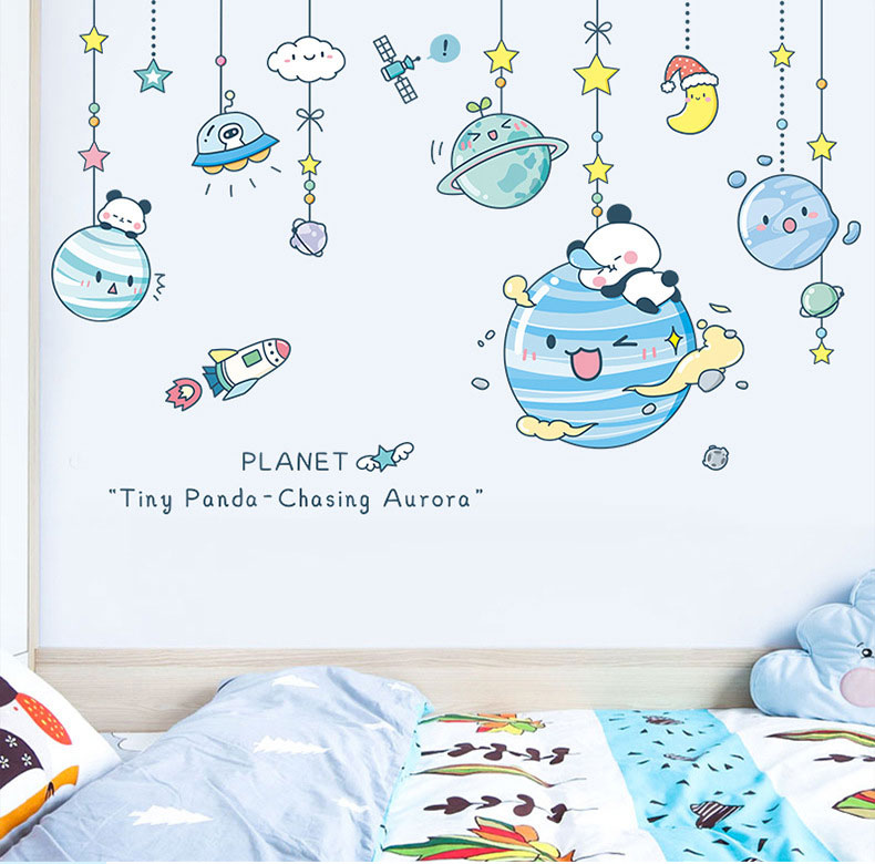 Sticker Giấy Dán Tường Decal Dán tường Tranh Dán Tường Trang Trí Tường Mẫu Hệ Mặt Trời Trong Mắt Bé ZH-1012