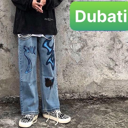 Quần Jean Baggy, Jean Nam Ống Rộng Thêu Họa Tiết Chất Vải Co Giãn Phong Cách Unisex- DB 43- DUBATI FASHION