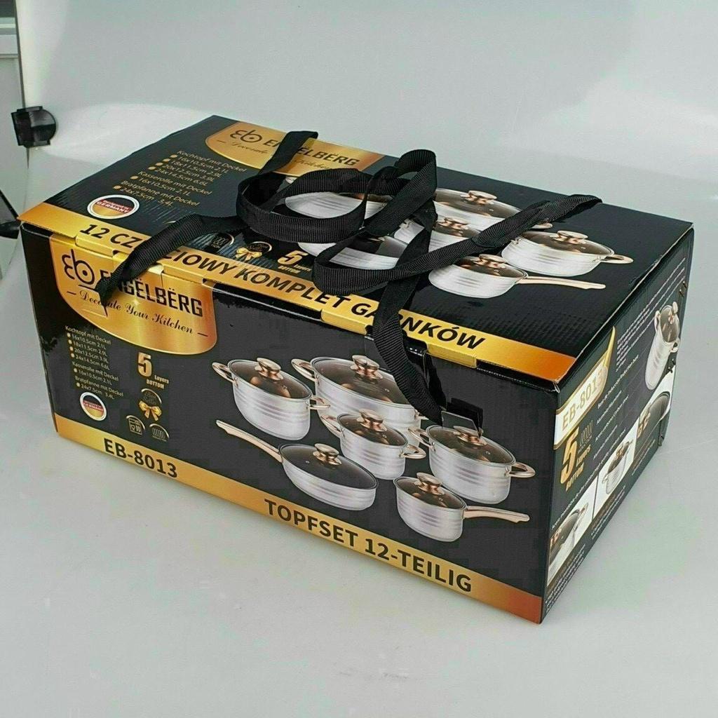 BỘ NỒI ĐỨC 6 MÓN 12 CHI TIẾT - 5 ĐÁY - ĐUN ĐƯỢC TỪ, HỒNG NGOẠI, GAS..