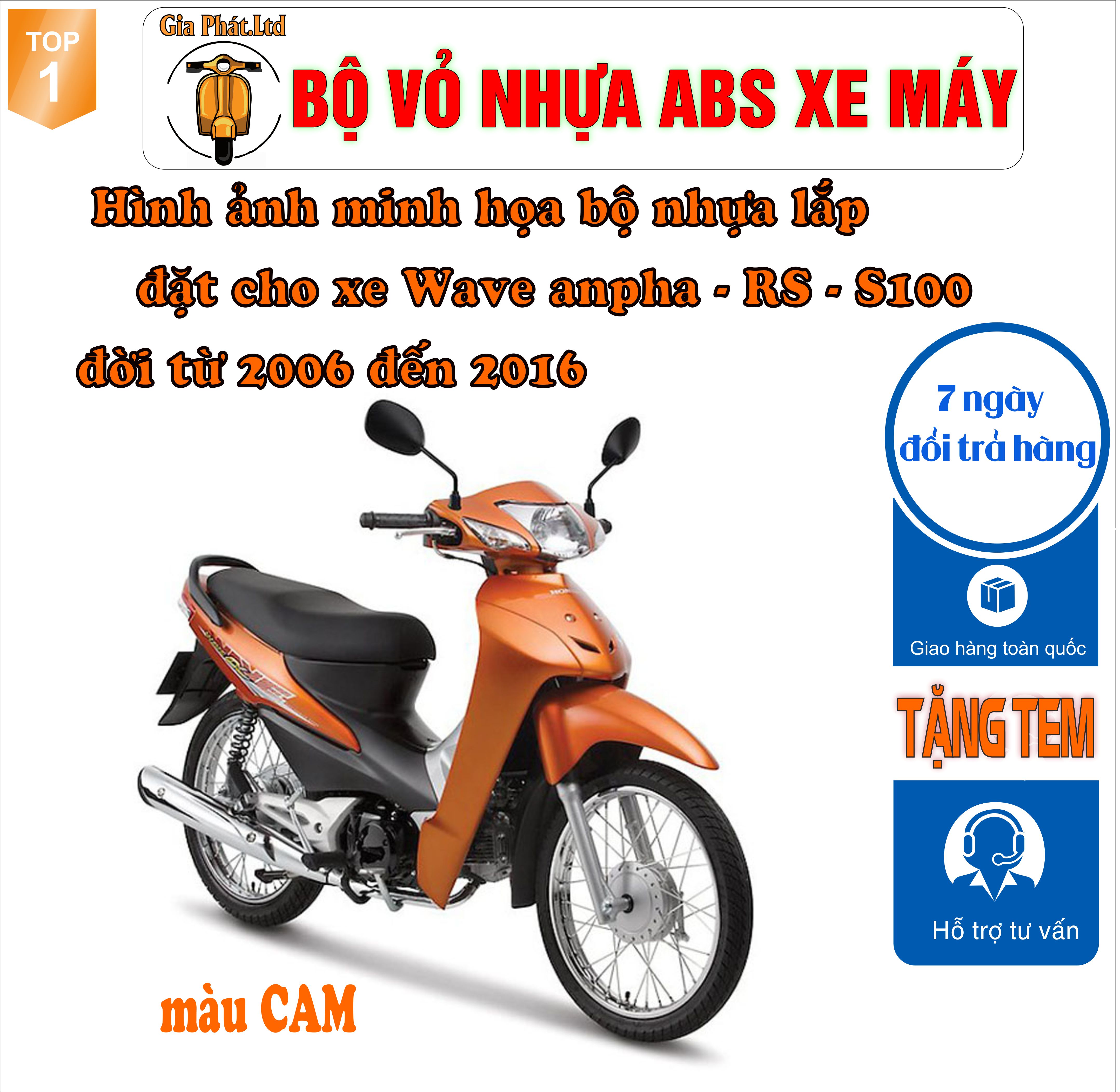 [Tặng tem] Dàn áo màu CAM gắn xe Wave RS - wave alpha - wave s100, nhựa ABS nguyên sinh _TKB-532(8018)