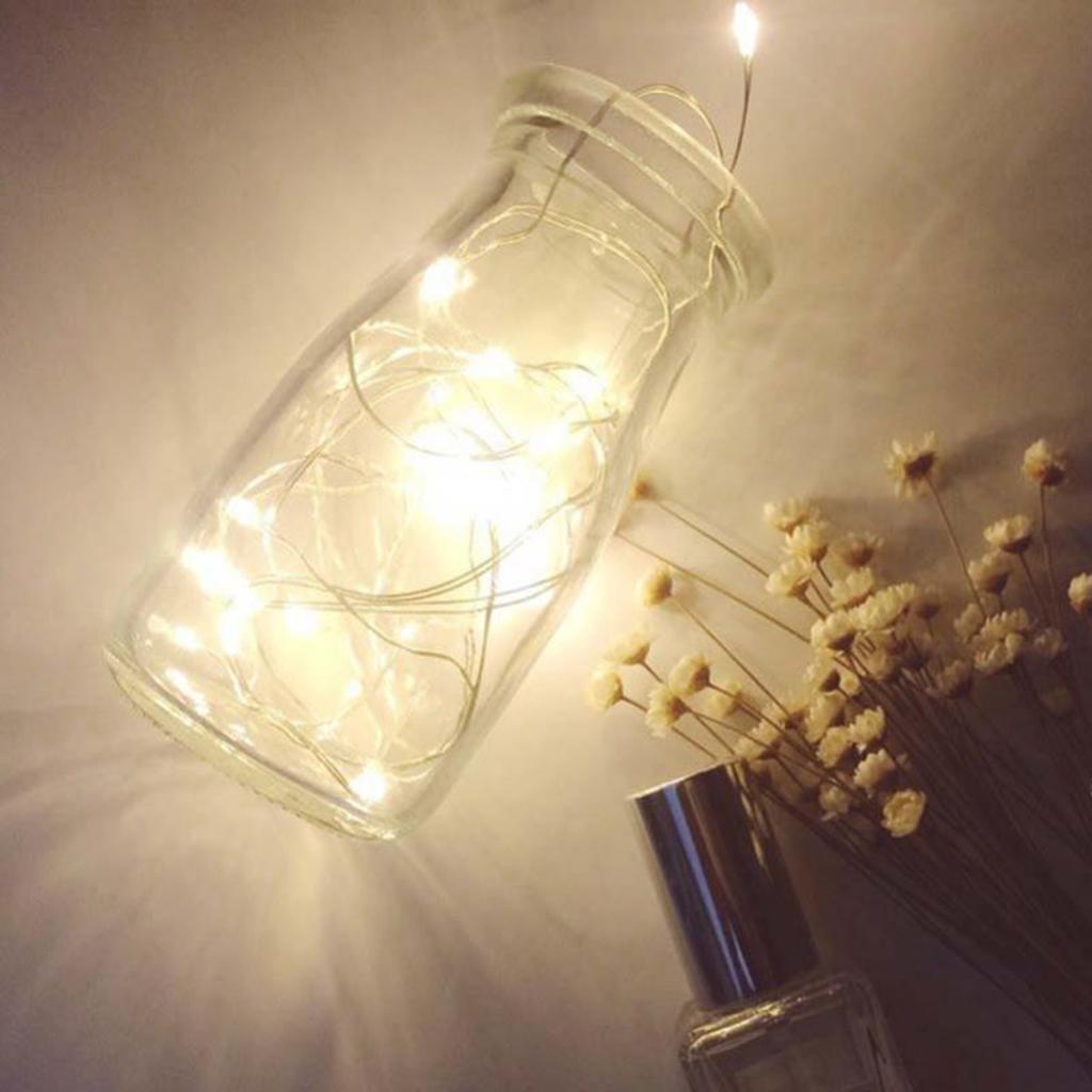 2X Multi-function Button Battery Copper Wire Lamp Festival Wedding Warm White