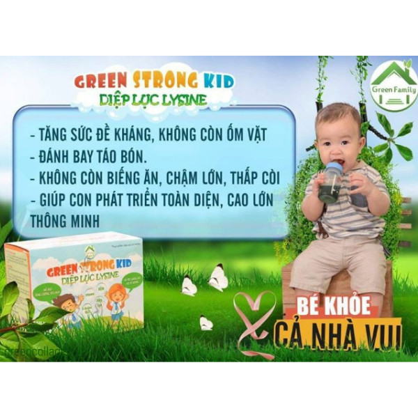 Diệp Lục Lysine Green Strong Kid - Bổ Sung Chất Xơ Từ Rau Xanh Giúp Bé Ăn Ngon, Hết Táo Bón