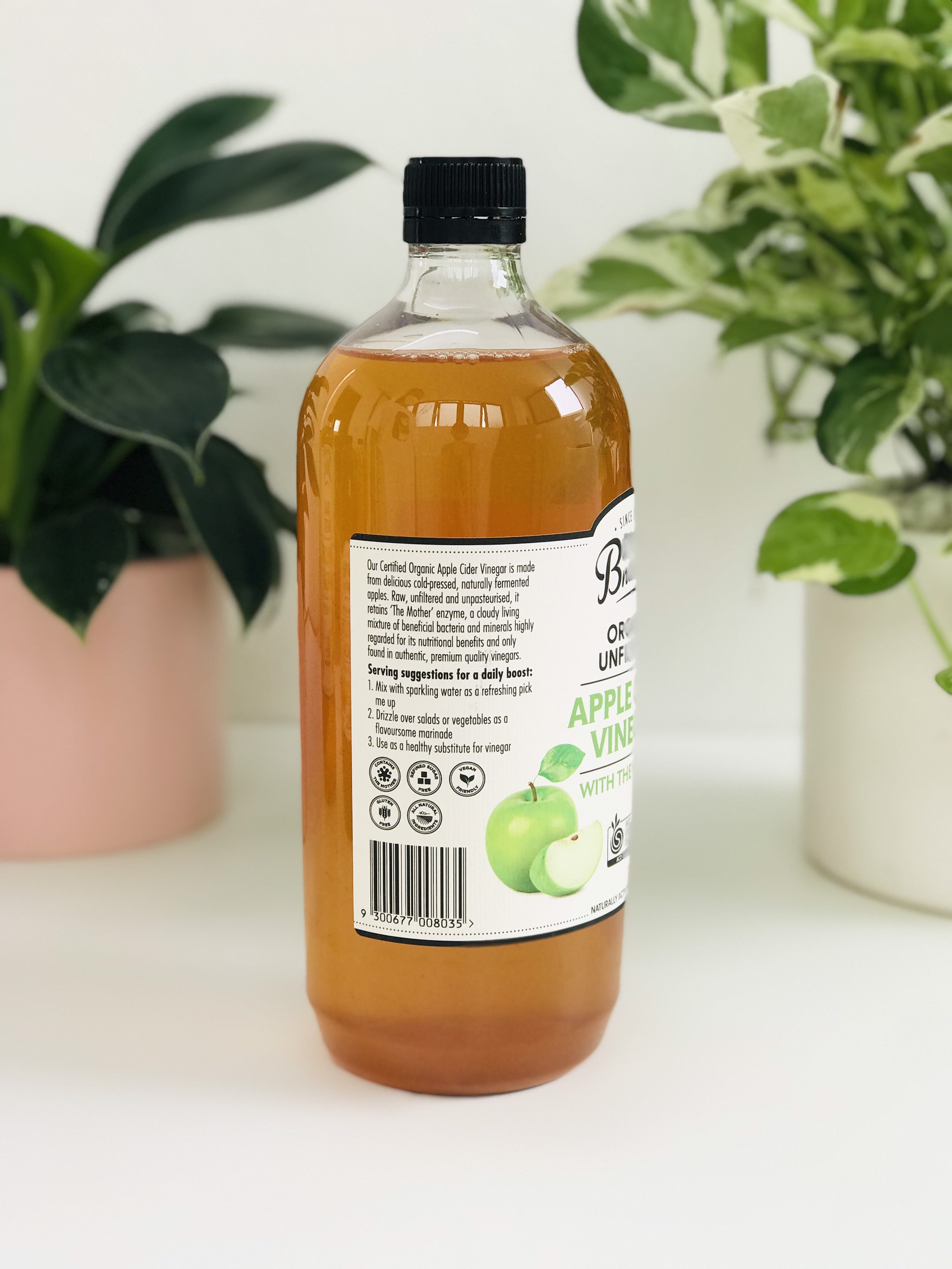 Giấm Táo Hữu Cơ Barnes Naturals 1L (có giấm cái)