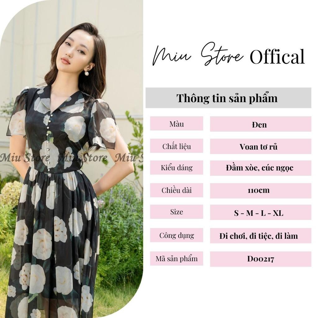 Đầm nữ thiết kế cao cấp tay ngắn dáng dài công sở MIUSTORE D00217