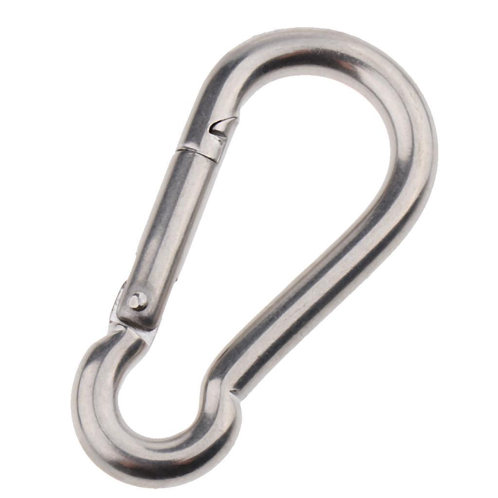 2xHeavy Duty 316 Stainless Steel Spring Snap Hook Carabiner Keychain Clip M8