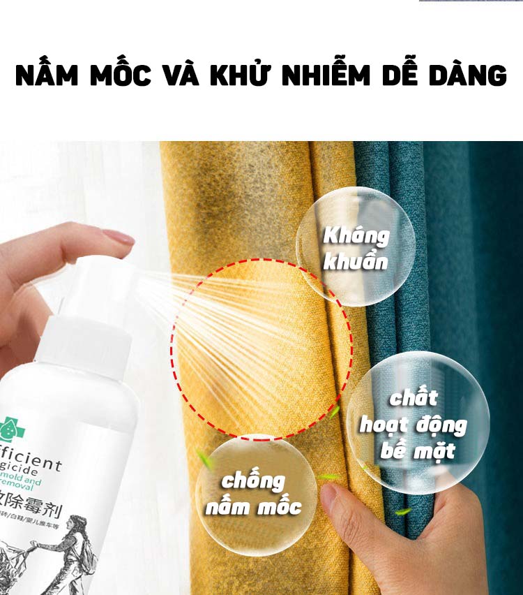 Dung Dịch Tẩy Nấm Mốc Quần Áo, Giày Vải, Rèm Cửa, Xe Đẩy Em Bé, Chăn Ga Gối Nệm Chất Liệu Vải 500ml- Hàng Nhập Khẩu