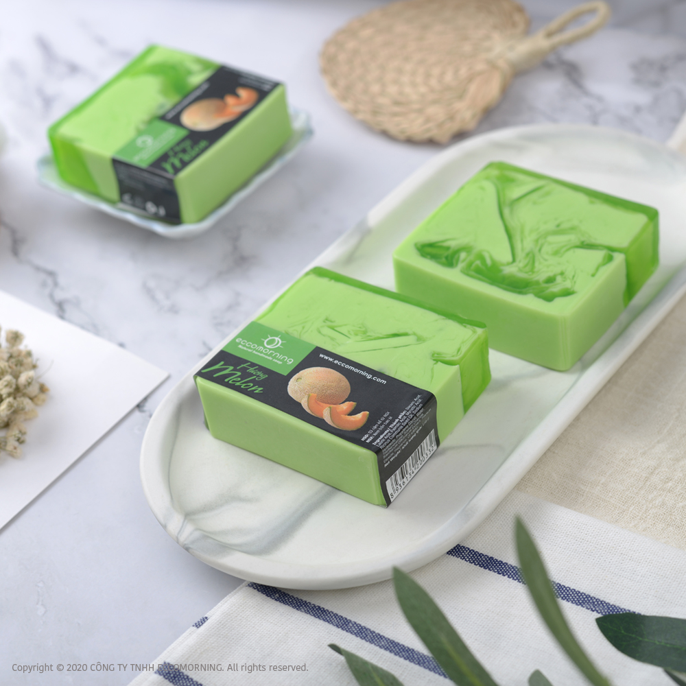 Xà Bông Thiên Nhiên Handmade eccomorning Hình Vuông Hương Dưa Lưới - Melon Soap