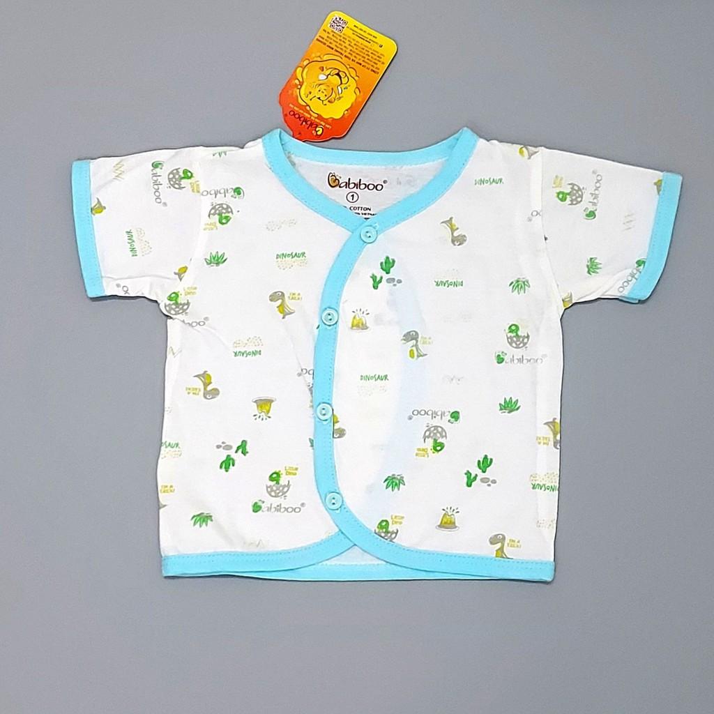 Áo sơ sinh tay ngắn hoạ tiết cài thẳng cho bé