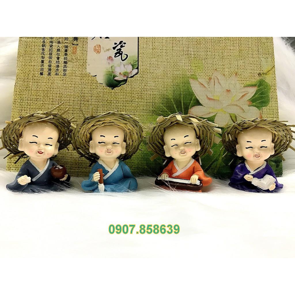 Bộ 4 tượng chú tiểu Cầm Kỳ Thi Hoạ