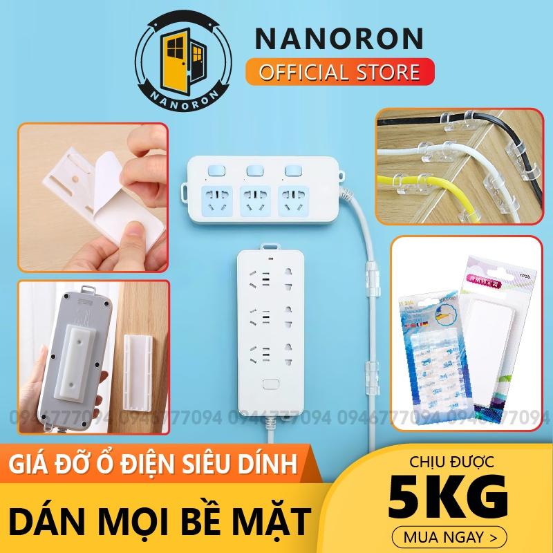 Giá đỡ gắn tường siêu dính, cố định cho các thiết bị điện  Nẹp dây điện đi dây chống rối trong phòng làm việc NANORON