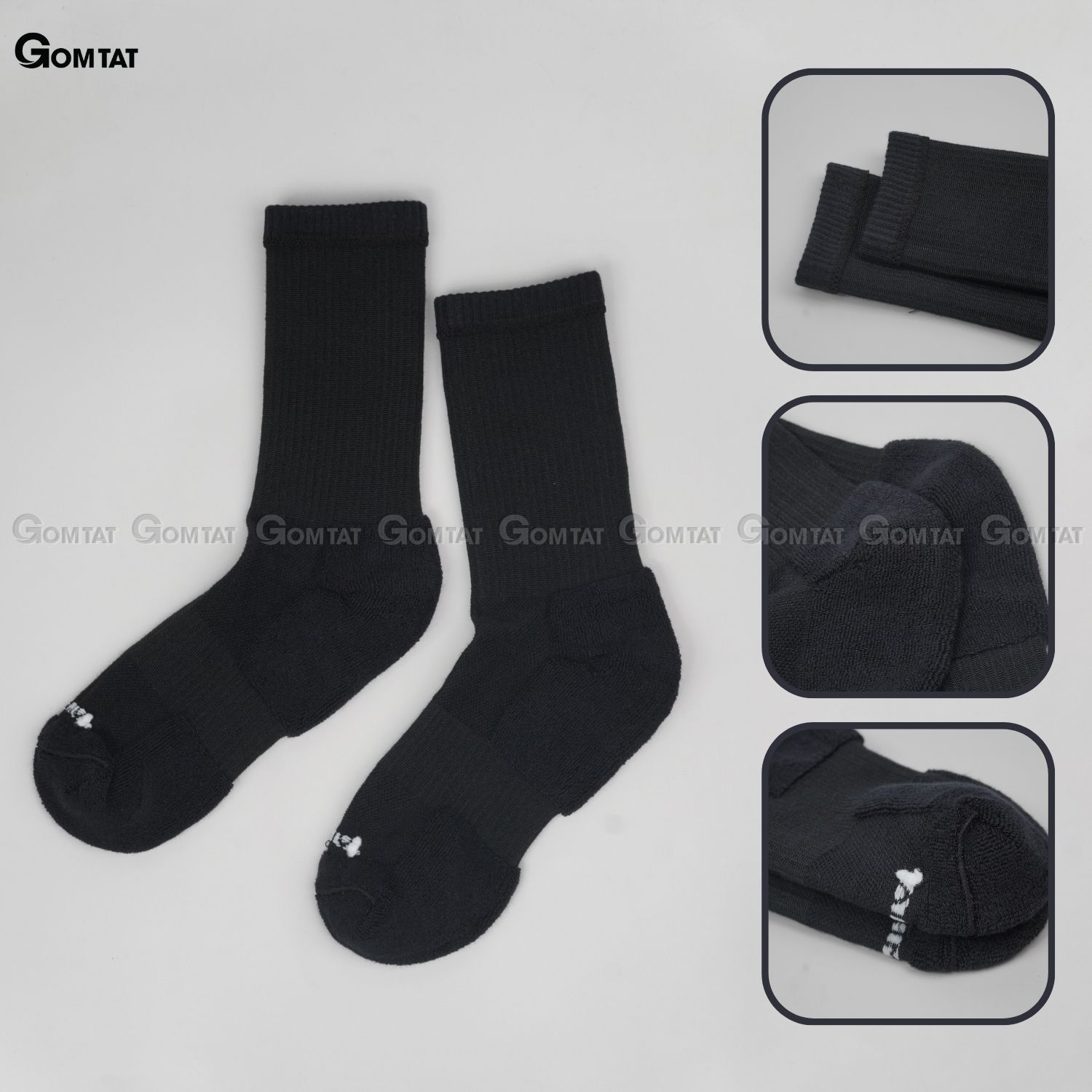 Combo 10 đôi tất nam nữ cao cổ GOMTAT, chất liệu cotton cao cấp, có đệm lót xù êm chân, giữ ấm - NGAN-STA-5009-CAO-CB10