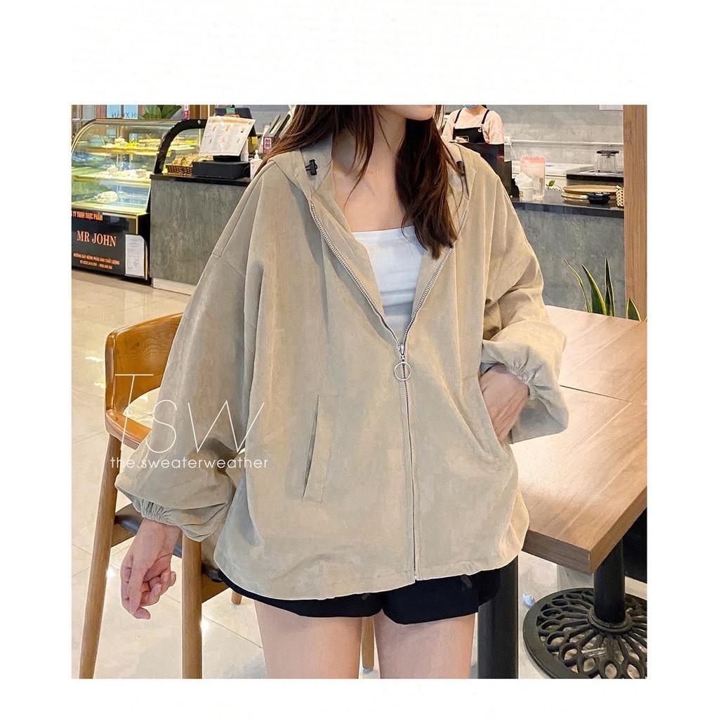 Áo Khoác Kaki nỉ Khóa Bo tay-Áo khoác Jacket hoodie trendy Ulzzang