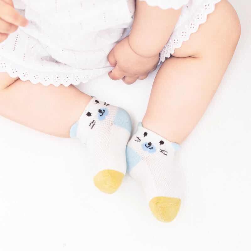 (0-6m) Set 5 Vớ Lưới Cổ Thấp/ Cổ Cao Mềm Mại, Thoáng Khí Cho Bé