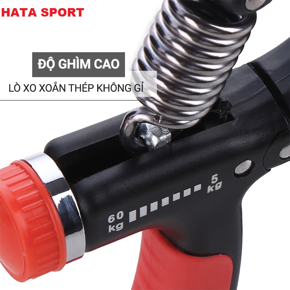 Kìm bóp tập cơ tay Hata Sport HT01E điều chỉnh lực 5kg đến 60kg chắc chắn