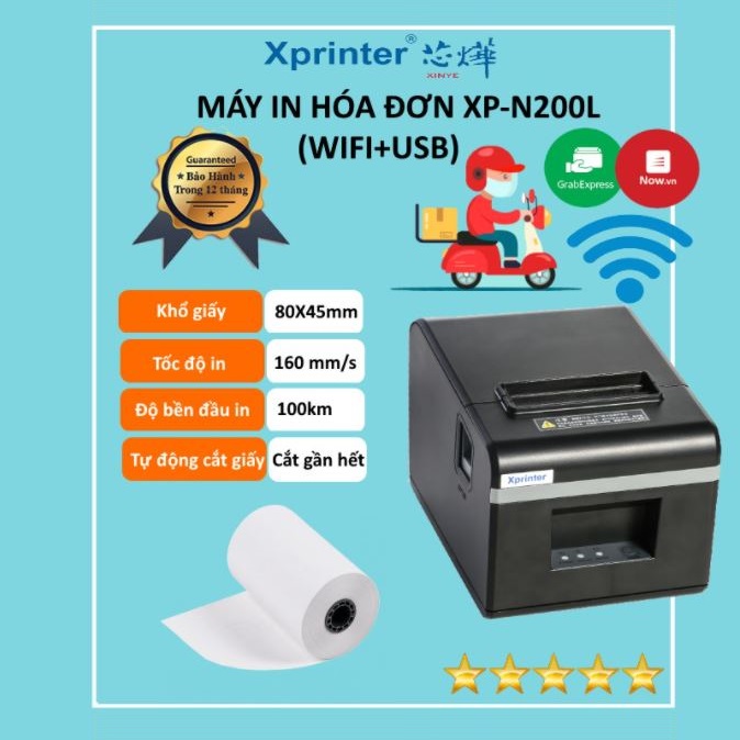 Máy In Hóa Đơn WIFI Xprinter XP- N200L Dùng Cho Điện Thoại ( Hàng chính hãng)