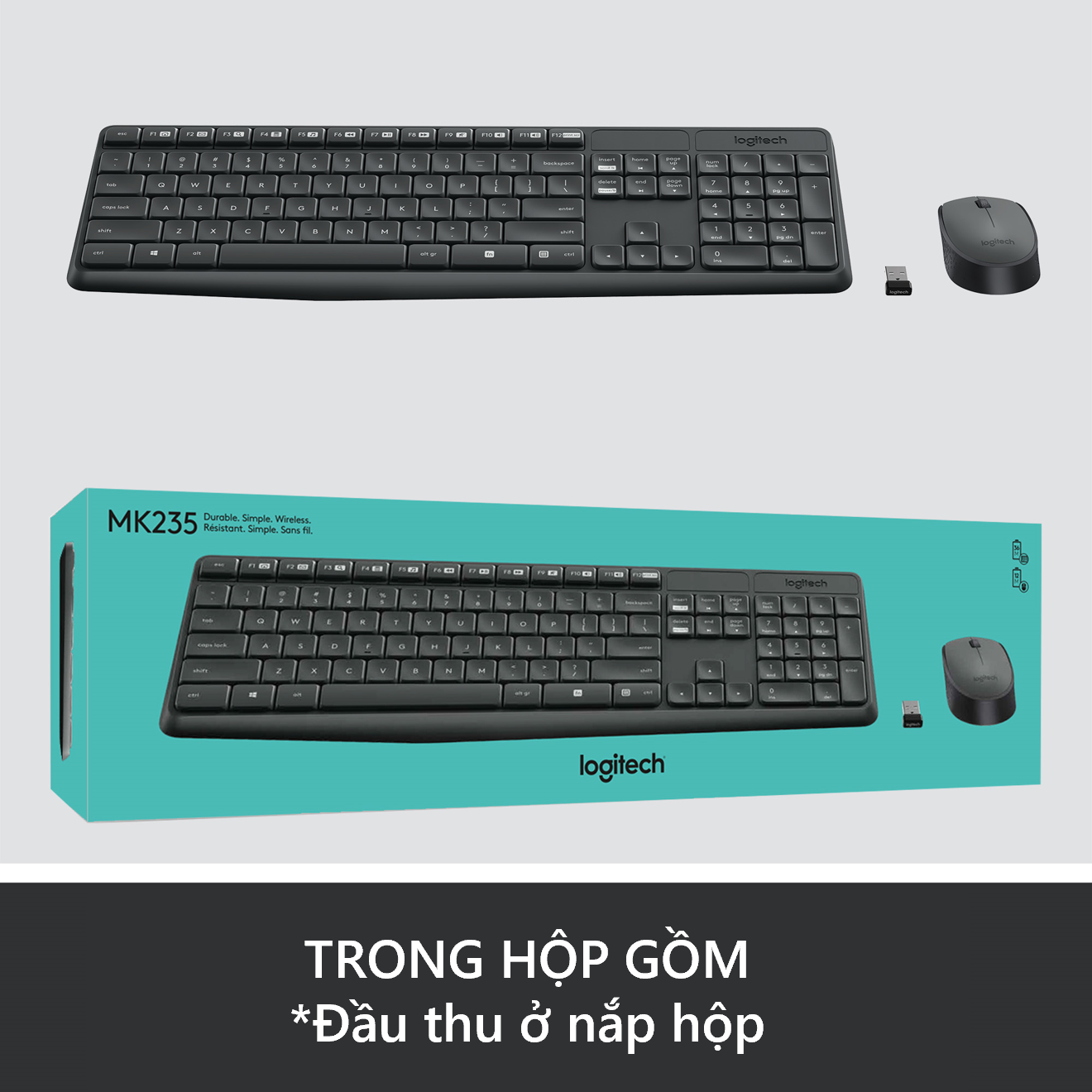 Bộ Bàn Phím Và Chuột Không Dây Logitech MK235 - Hàng chính hãng