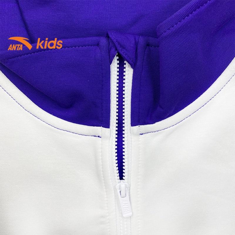 Áo nỉ thời trang bé trai Anta Kids cổ cao khóa zip, chất nỉ da cá 352138719