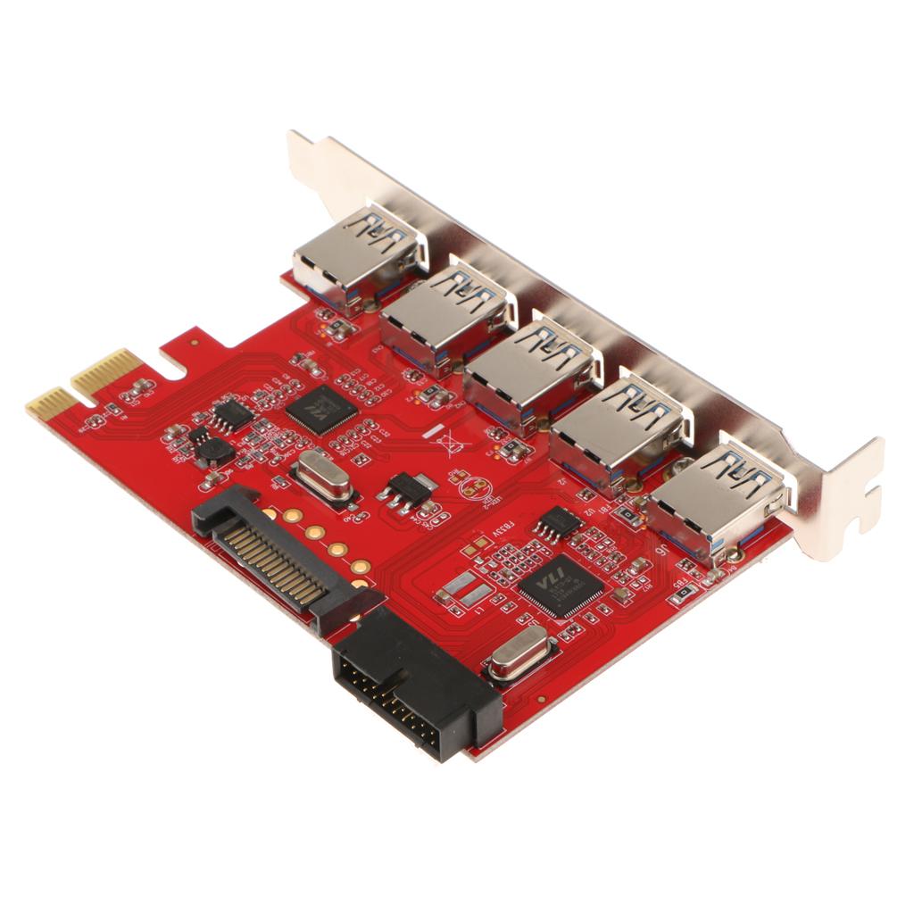PCI-E to USB3.0 5 Port PCI Express Card Connector Adapter 5Gbps with 20 pin