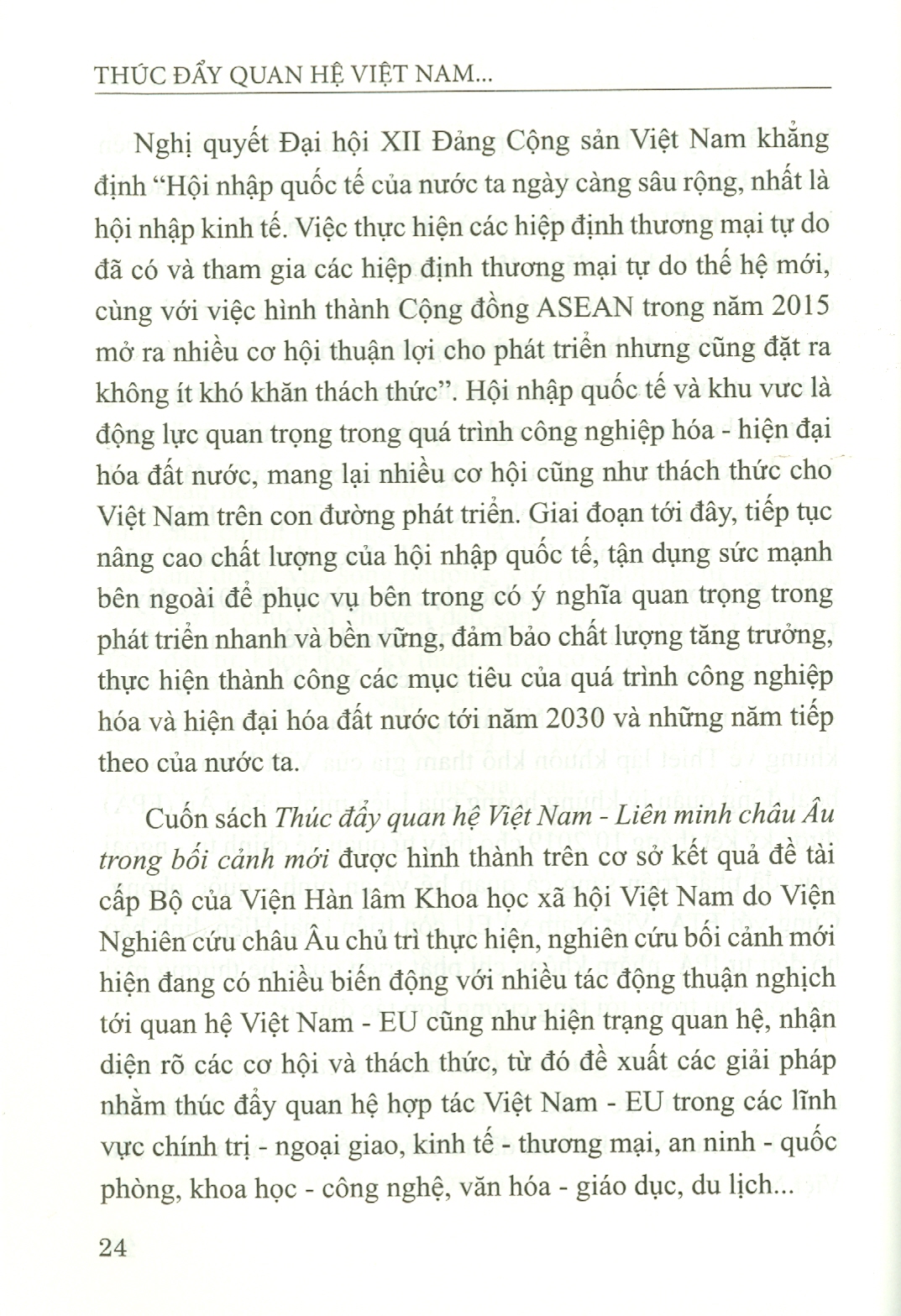 Thúc Đẩy Quan Hệ VIỆT NAM - LIÊN MINH CHÂU ÂU Trong Bối Cảnh Mới