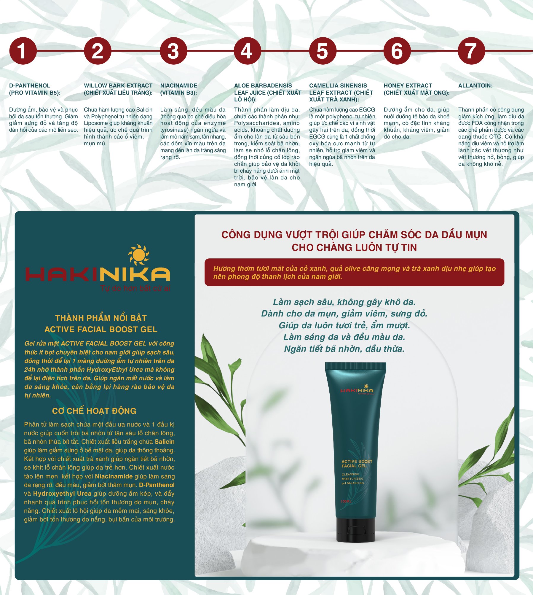 GEL RỬA MẶT LÀM SẠCH, NGĂN NGỪA VÀ GIÚP LÀM GIẢM MỤN, SÁNG DA HAKINIKA ACTIVE BOOST FACIAL GEL