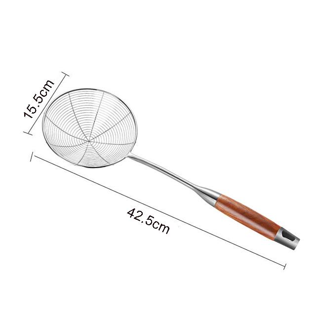 Thép Không Gỉ 304 Nhện Lưới Lọc Skimmer Cho Nấu Ăn Và Chiên, Dây Mì Ống Lọc Có Tay Cầm Bằng Gỗ, Đồ Dùng Nhà Bếp