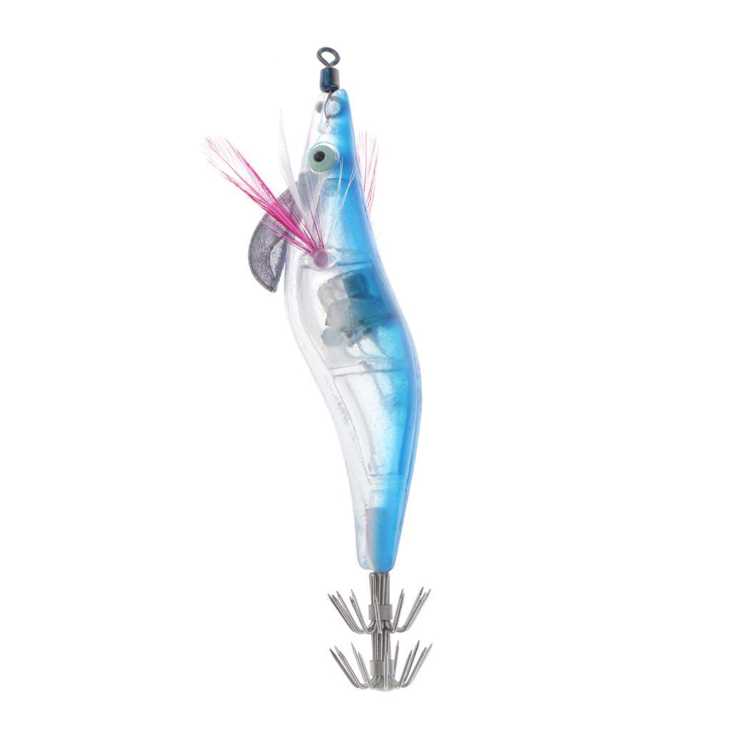 Glow In Dark Squid Jigs Hooks Blue Shrimp Fishing Lures With Luminous Hook