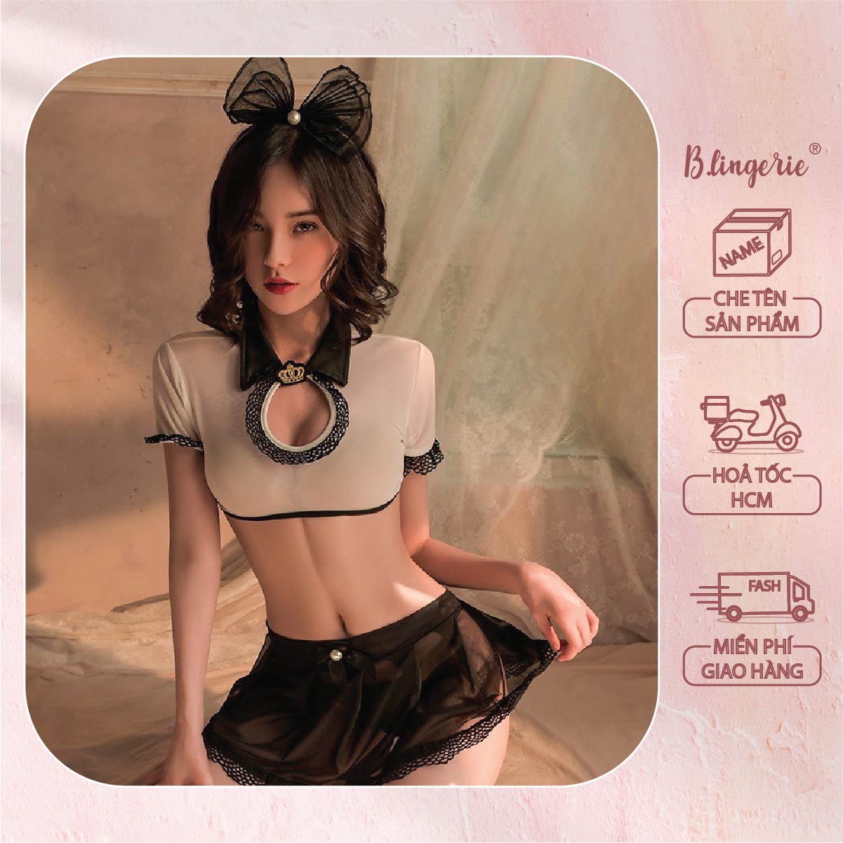 Bộ Cosplay Phối Ren Gợi Cảm (Kèm Tất) - B.Lingerie