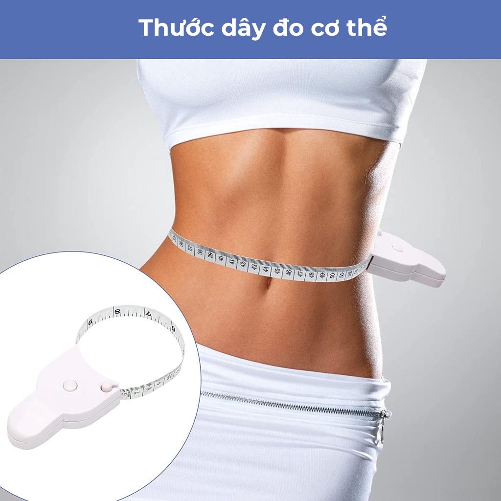 Thước dây đo eo, thước dây cuộn dài 1.5m tự thu gọn, đo eo, ngực, bắp chân, đùi, mông