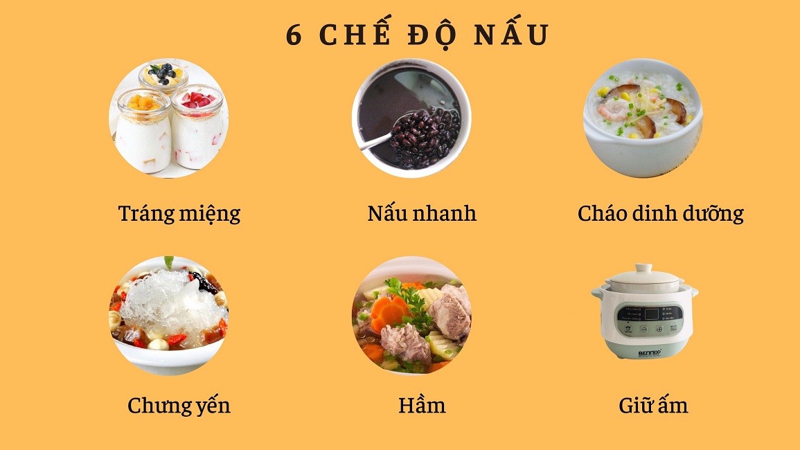 Nồi Chưng Yến, Nồi Tiềm Cách Thủy Bennix 1L Màu Trắng- Hàng Chính Hãng