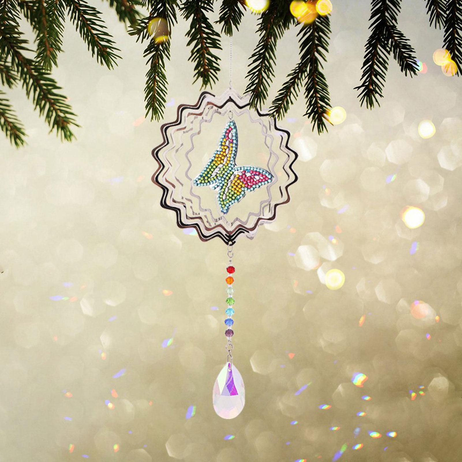 Bộ Tranh Đính Đá Tự Làm Hình Chuông Gió Bằng Acrylic Trang Trí Nhà Cửa