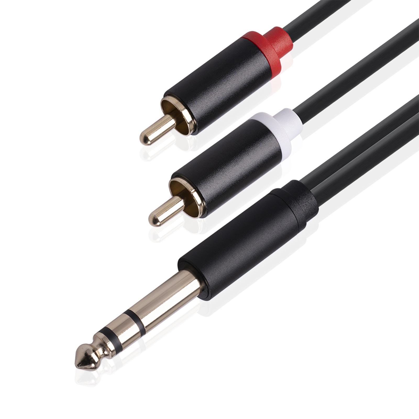 6.35 mm to 2RCA Cable, RCA Cable Gold Plated Audiowave Series 6.35mm Male to 2 RCA Male Stereo Audio Adapter Y Splitter RCA Cable