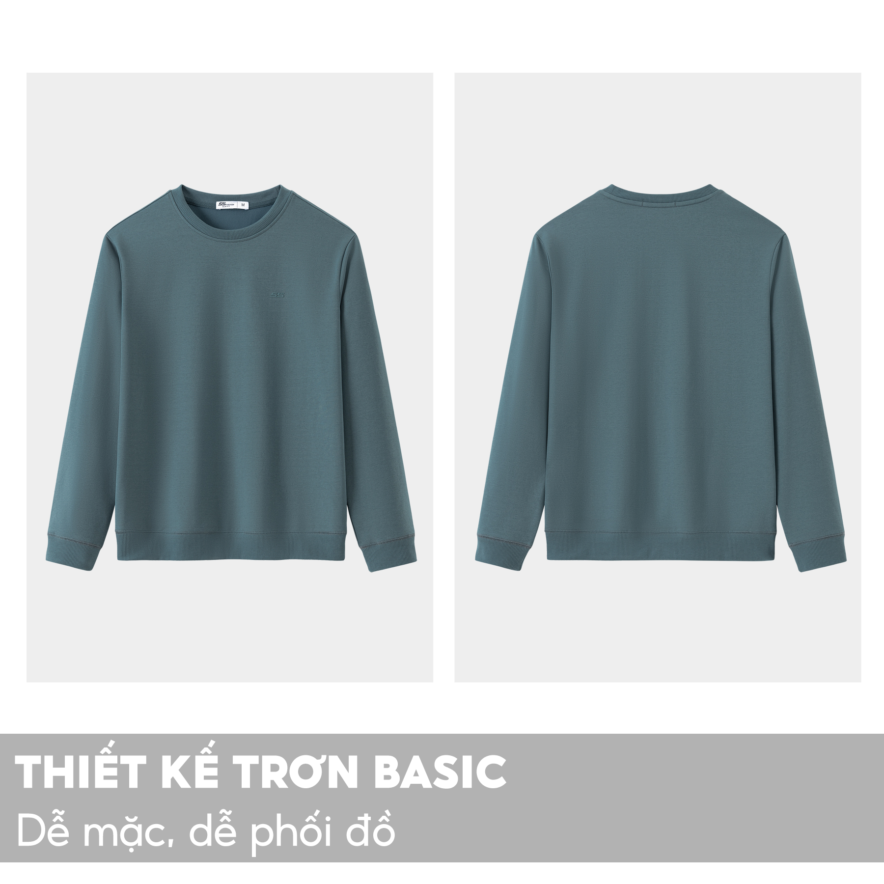 Áo Sweater Nam Chất Nỉ Cotton 5S FASHION, Dày Dặn, Mềm Mịn, Thiết Kế Trơn Basic, Trẻ Trung (ANO23030)