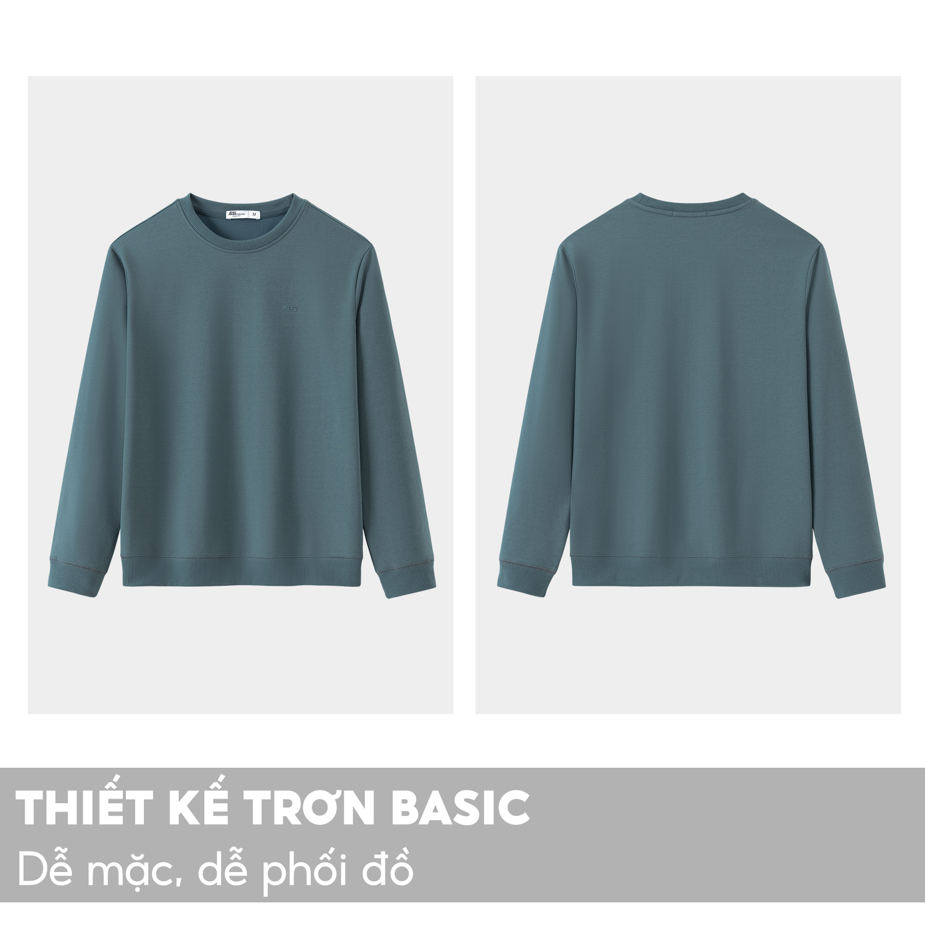 Áo Sweater Nam Chất Nỉ Cotton 5S FASHION, Dày Dặn, Mềm Mịn, Thiết Kế Trơn Basic, Trẻ Trung