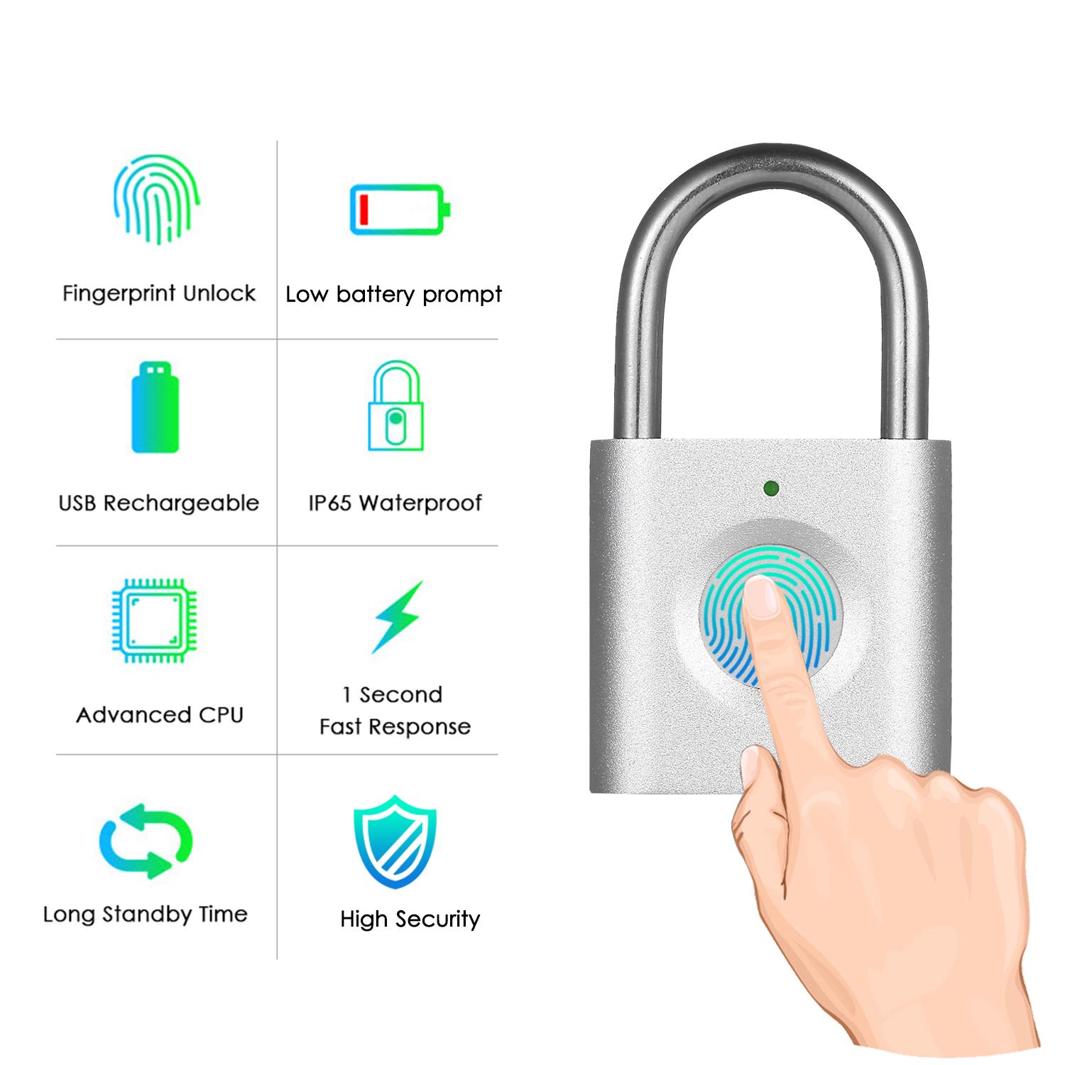 Ổ khóa vân tay thông minh Bảo mật cao, hỗ trợ cho 20 người dùng, tuổi thọ pin dài
