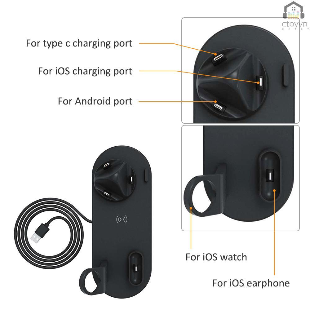 Đế sạc không dây đa năng 3 trong 1 cho đồng hồ thông minh iOS
