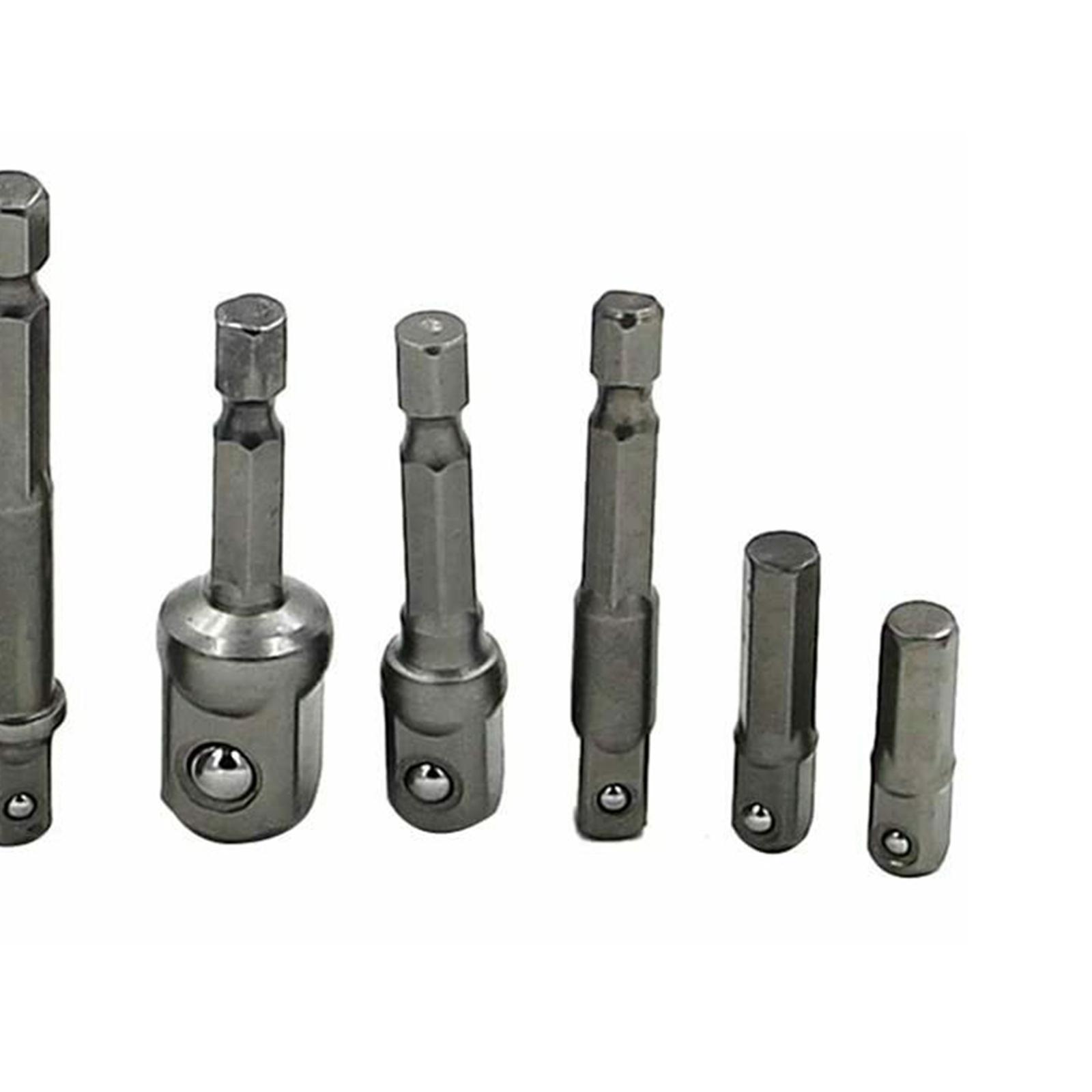 9Pcs Socket Adapter Impact Hex Shank Drill Bits Set, Driver Tools, 1/4" 3/8" 1/2", 105° Right Angle Drill Adapter Attachment Extension Tools