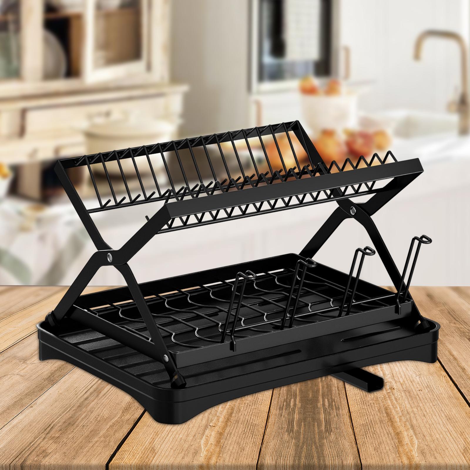 Kitchen Dish Drying Rack Dish Drainers 2 Layers for Kitchen Countertop Bowls